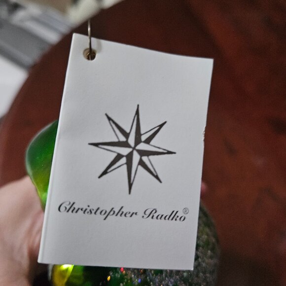 RARE ADORABLE CHRISTOPHER RADKO DRESSED UP FROG BOW TIE CHRISTMAS GLASS ORNAMENT - Picture 7 of 10